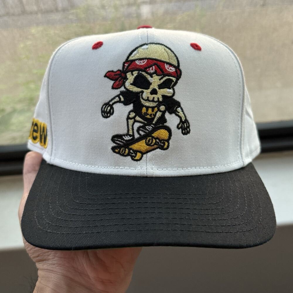 Drew House Justin Bieber Hearty Skull Skateboard SnapBack Hat White/Black